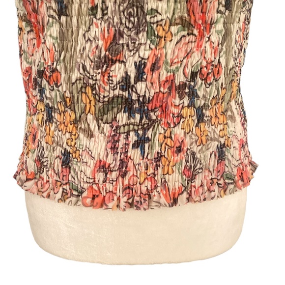 Anthropologie Aurelia Smocked Floral Puff Sleeve Cropped Crinkle Top - S - Picture 5 of 14